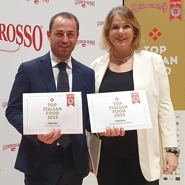 Nico Colicchio di Orominerva e Fiorella Mazzei della Top Italian Food